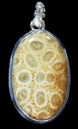 Million Year Old Fossil Coral Pendant - Sterling Silver #49569